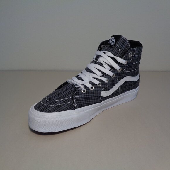 Vans Size 12 M Sk8-Hi TAPERED Black Plaid Canvas Sneakers New Women's Shoes - Picture 8 of 15